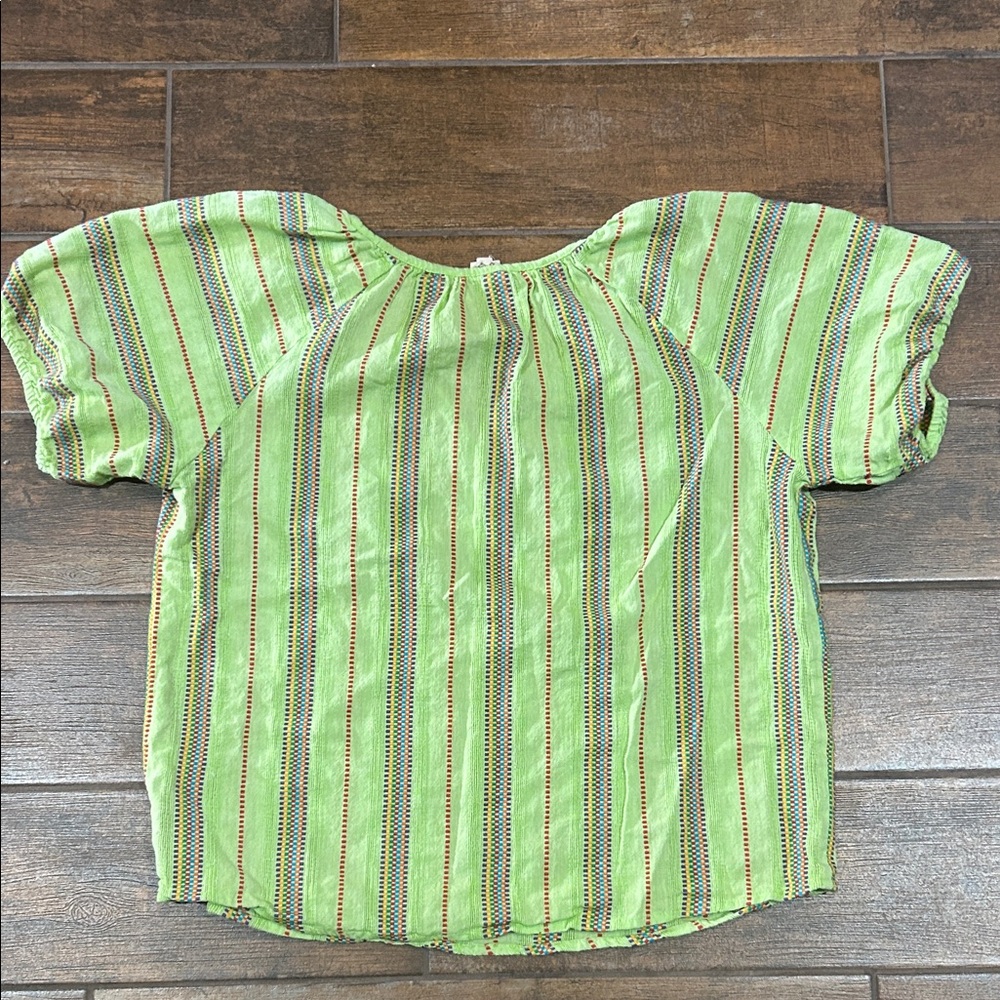 Ivy Jane Green Striped Blouse size lg - Picture 4 of 4